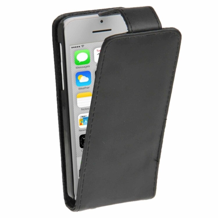 Husa protectie iPhone 5C, din piele, SUN ARGOS cu flip vertical. Negru