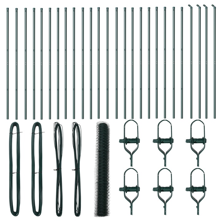 Gard hexagonal verde, 1x50 m, vidaXL, 150 cm, otel galvanizat