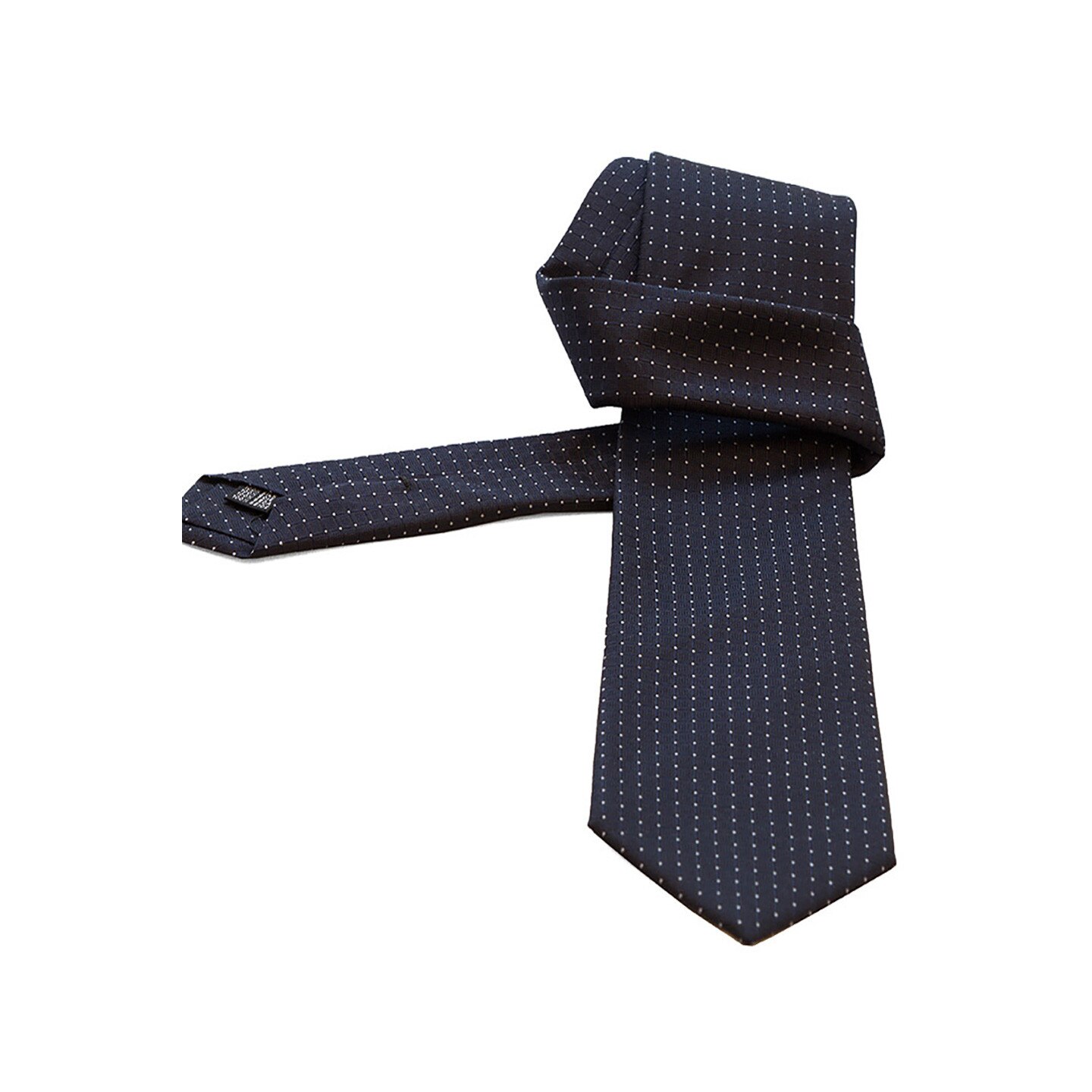 Cravata matase Jacquard, Gentlemen`s Corner, bleumarin cu puncte albe