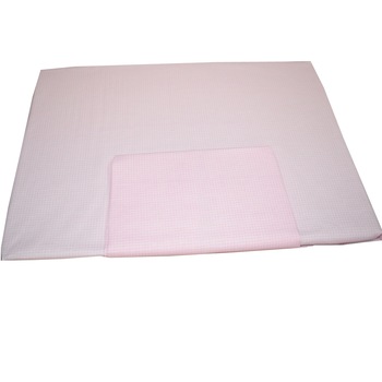 Lenjerie patut bumbac 100%, 3 piese, patratele, roz Lenjerie patut bumbac 100%, 3 piese, patratele, roz