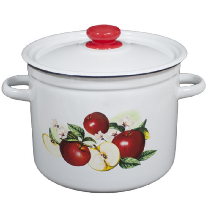 Oala emailata cu capac NOVOMOSKOVSK 9L decor AROMATNAI