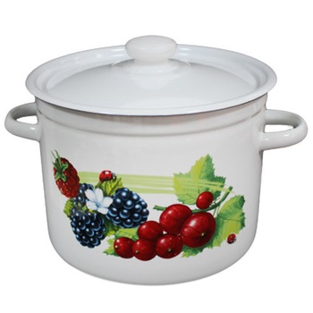 Oala emailata cu capac NOVOMOSKOVSK 9L decor SMUZI Oala emailata cu capac NOVOMOSKOVSK 9L decor SMUZI