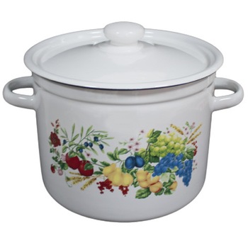 Oala emailata cu capac NOVOMOSKOVSK 9L decor SADOCIOK Oala emailata cu capac NOVOMOSKOVSK 9L decor SADOCIOK