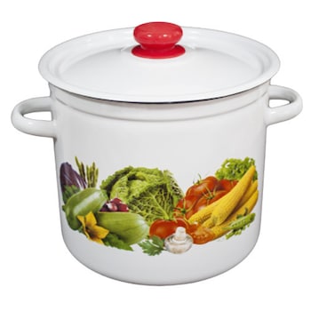 Oala emailata cu capac NOVOMOSKOVSK 5,5L decor UROJAI Oala emailata cu capac NOVOMOSKOVSK 5,5L decor UROJAI