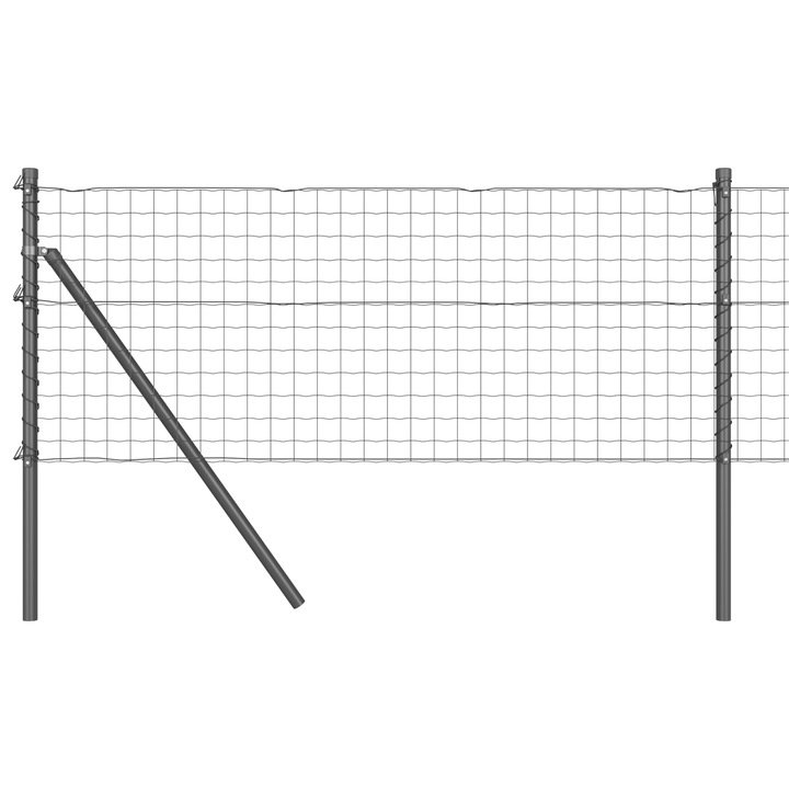 Gard Euro vidaXL, cu 7 Stalpi, 0.4x10 m, din Otel galvanizat, gri, 8.31 kg