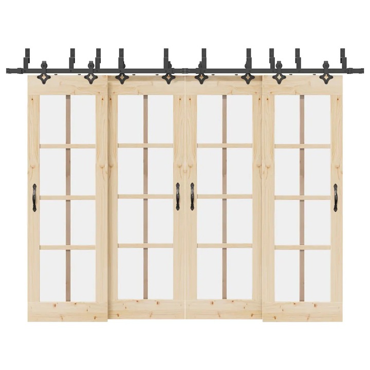 Set accesorii pentru usi glisante, vidaXL, 305cm, otel, negru