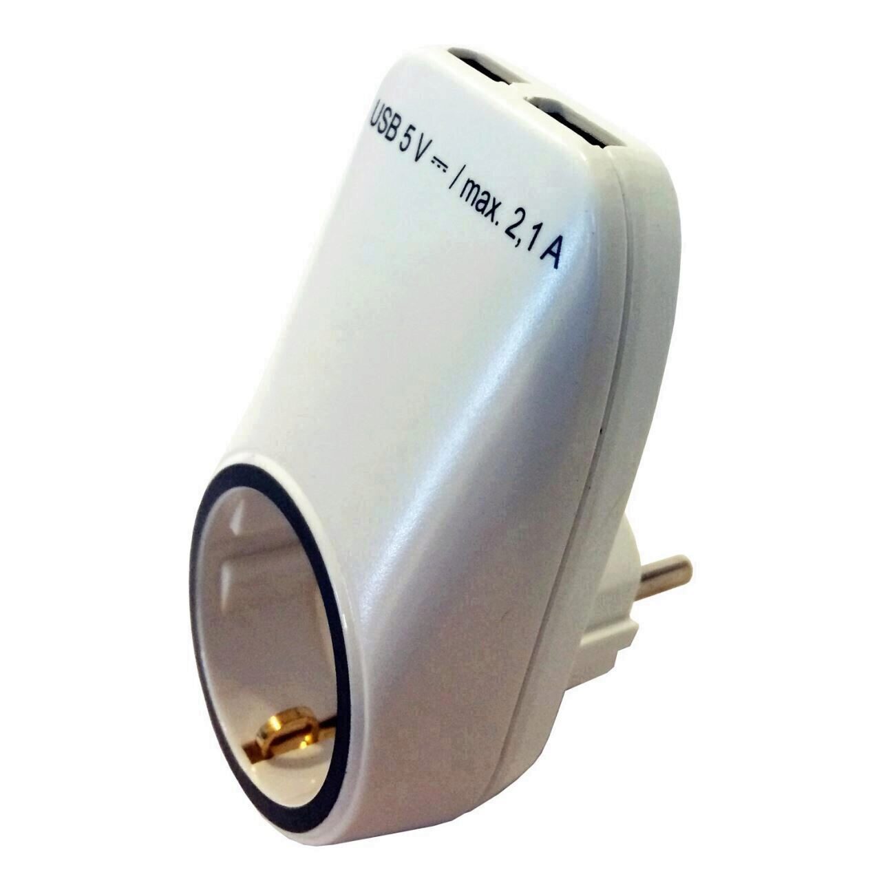 Priza cu 2 socluri USB, Home NV 2100USB, alba, protectie copii