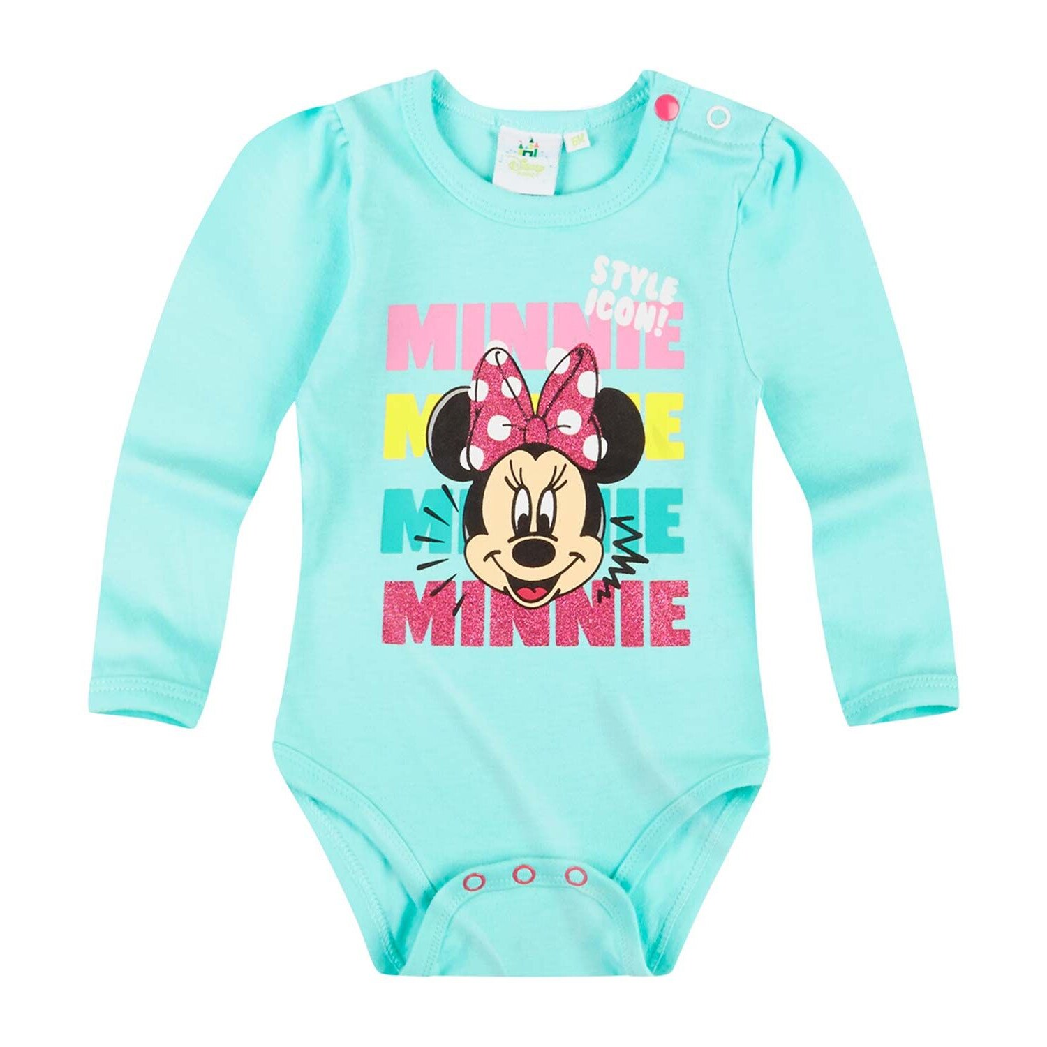 Body Minnie Mouse turcoaz 12 luni, 80 cm