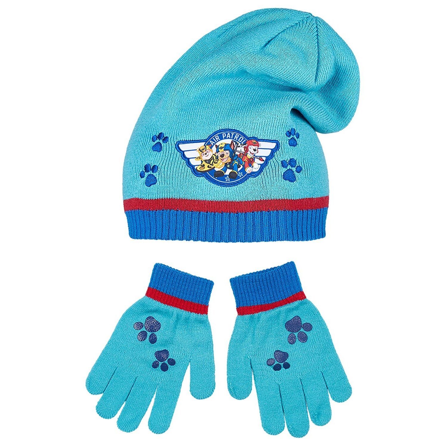 Set caciula si manusi Patrula Catelusilor bleu 54 cm