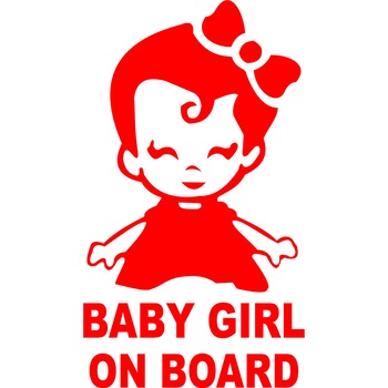 Sticker auto, baby girl on board, culoare rosie Sticker auto, baby girl on board, culoare rosie