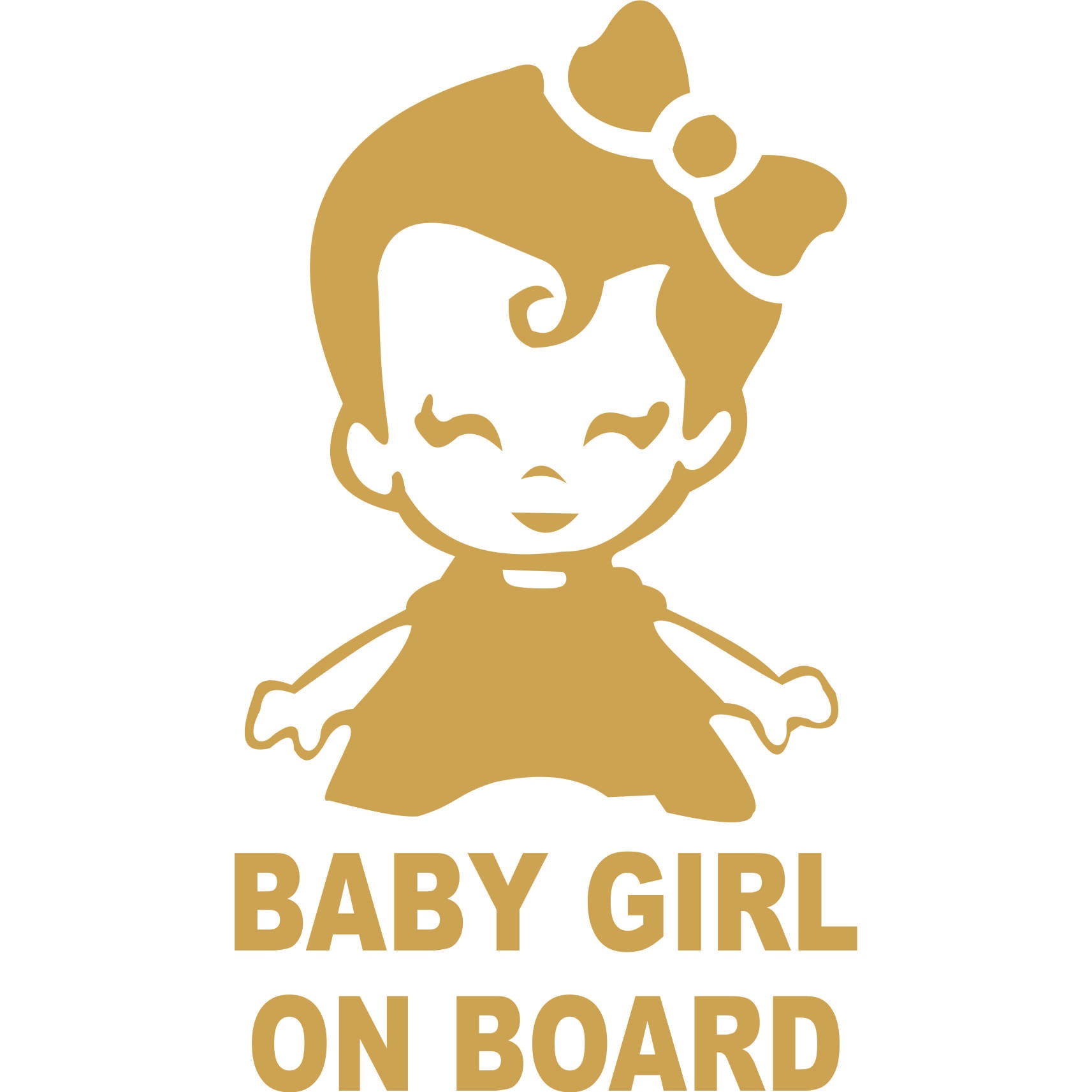 Sticker auto, baby girl on board, culoare aurie