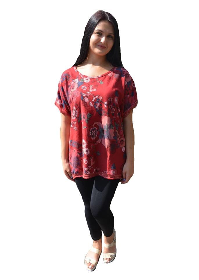 Bluza confortabila din bumbac,masura mare,D&J Exclusive, Marsala