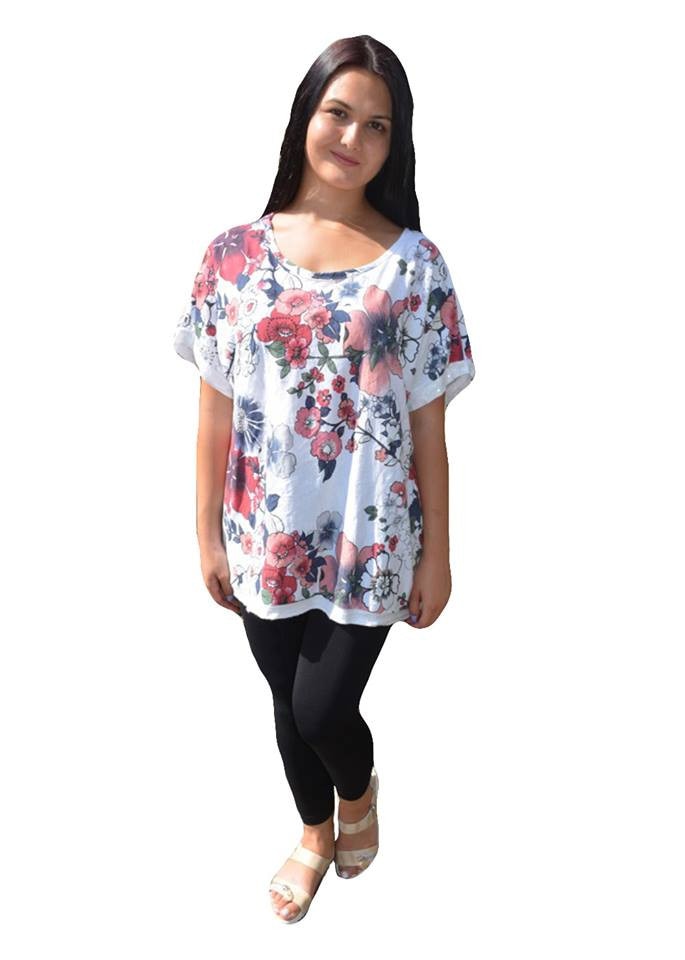 Bluza confortabila din bumbac,masura mare,D&J Exclusive, Alb