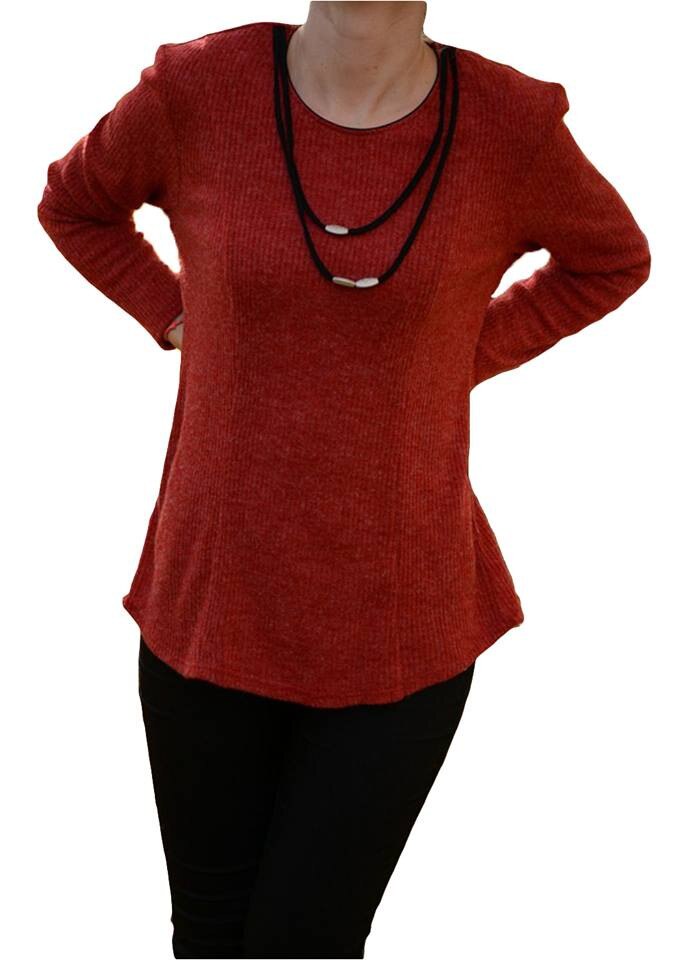 Bluza de toamna cu insertii de snur aplicate,D&J Exclusive, Rosu inchis