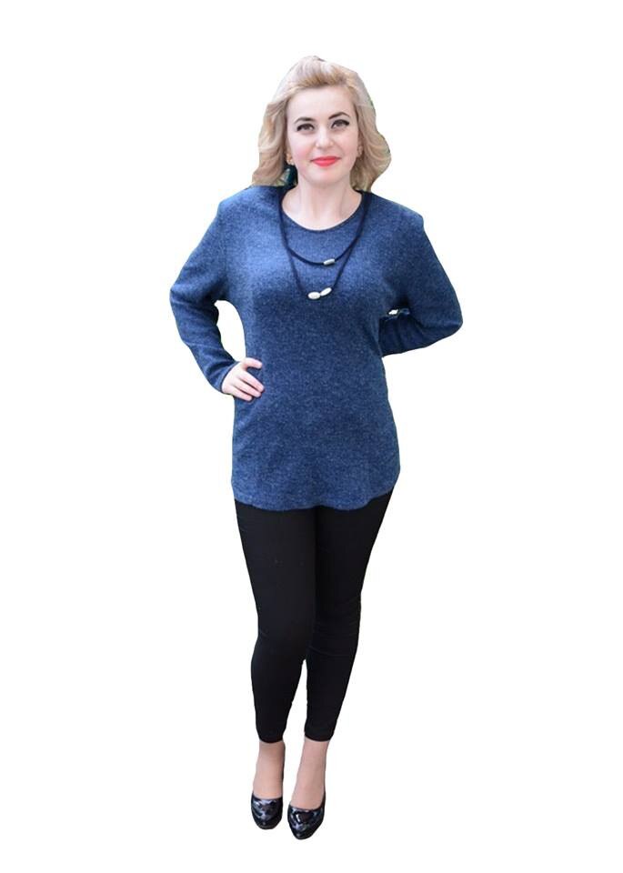 Bluza de toamna cu insertii de snur aplicate,D&J Exclusive, Albastru marin