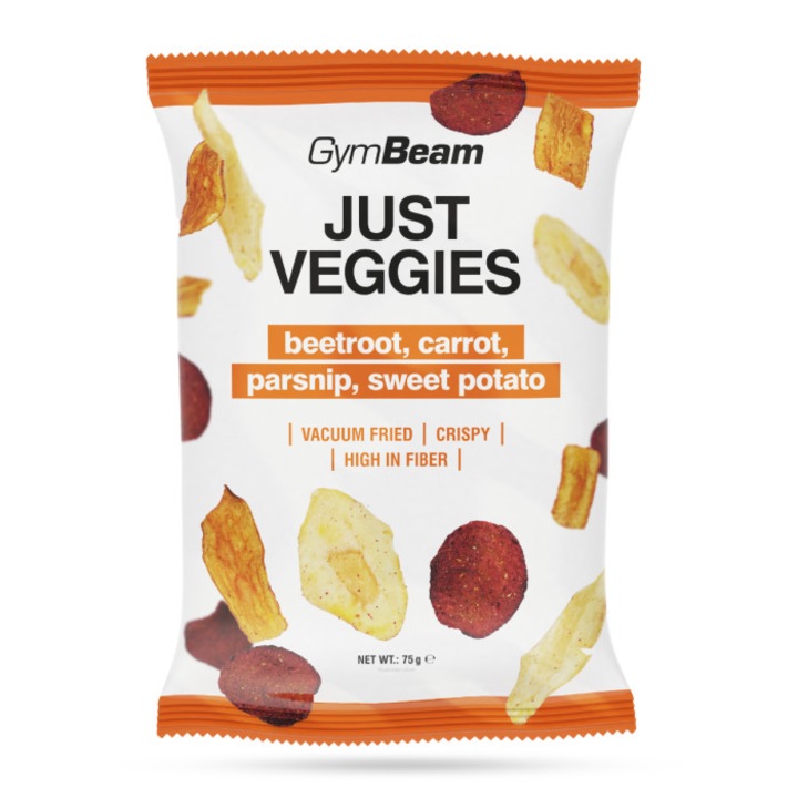 Just Veggies - Mix de chipsuri de legume, GymBeam, 12 x 75 g