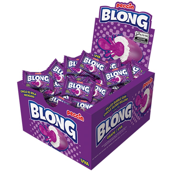 Guma de mestecat Blong Uva Peccin umplutura de strugure, cutie 40 buc x 5 gr