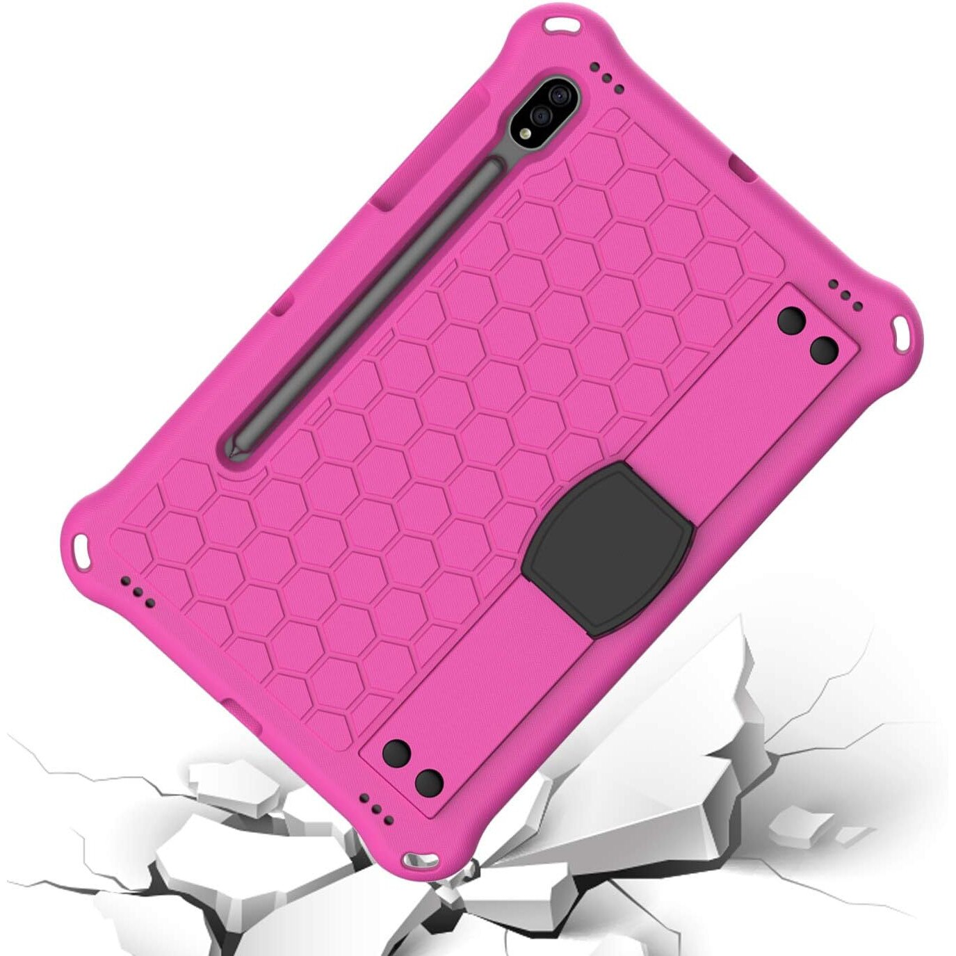 Husa tableta compatibila cu Samsung Galaxy Tab S9 FE, OEMG®, 11'', Antisoc si Anti-zgarieturi, Ideala pentru Utilizare Zilnica, Curea Umar/Suport Stilou, Usor de instalat, Portabil, Design ergonomic, Silicon, Roz