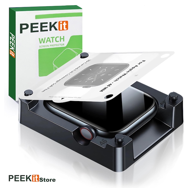 Set 4 folii protectie ecran Apple Watch Series 11/10 46mm, TPU moale auto-regenerabil, anti-zgarieturi, fara bule, ultra-clear, touch sensibil + kit instalare