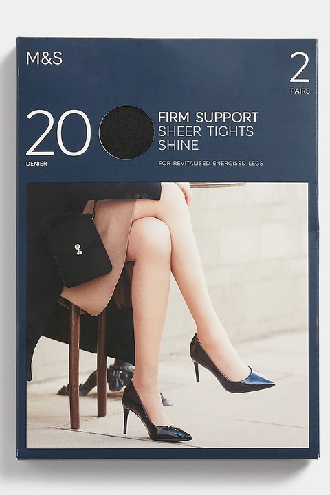 Marks & Spencer, Set de dresuri Firm Support 20 DEN - 2 perechi, Negru, L