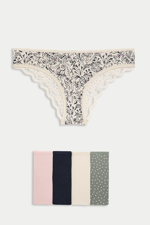 Marks & Spencer, Set de chiloti brazilieni - 5 perechi, Negru/Roz/Bej deschis