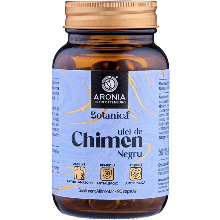 Ulei de Chimen Negru (Negrilica) Premium Vegan — 90 capsule, cu proprietati antioxidante, antiinflamatoare si antimicrobiene