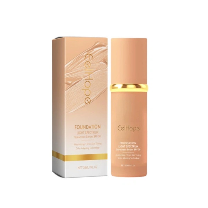 4 az 1-ben alapozó, természetes bőrhatású, tápláló hatással, EELHOPE, 30ml, SPF50+ öregedésgátló védelem, tökéletes sminkmentes smink