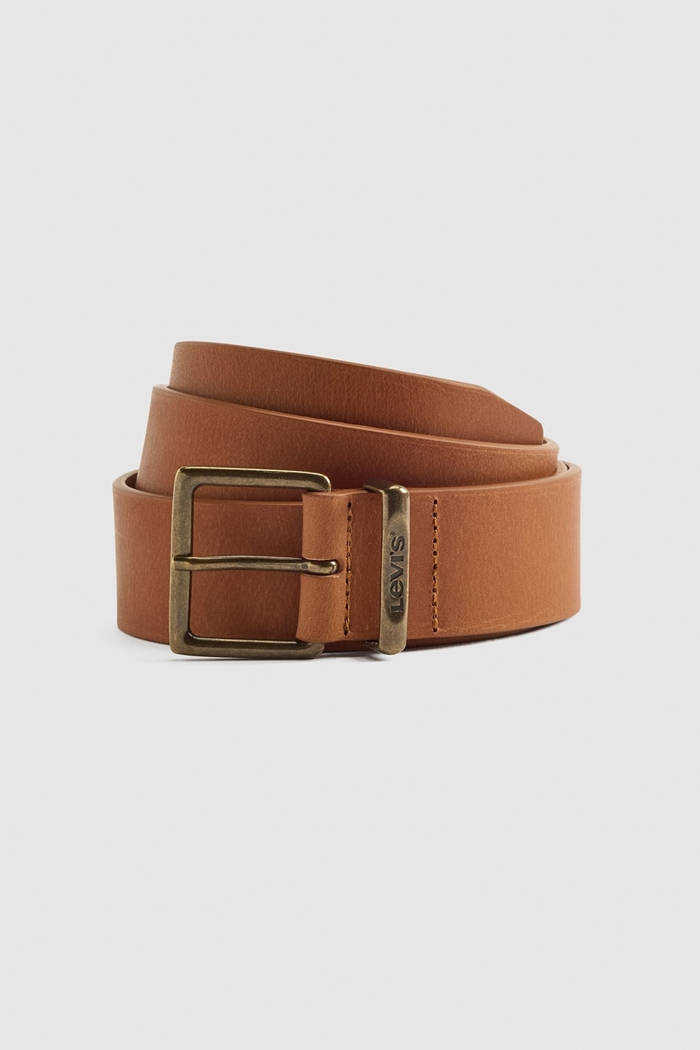 Levi's, Curea lata de piele cu logo, Maro scortisoara, 100
