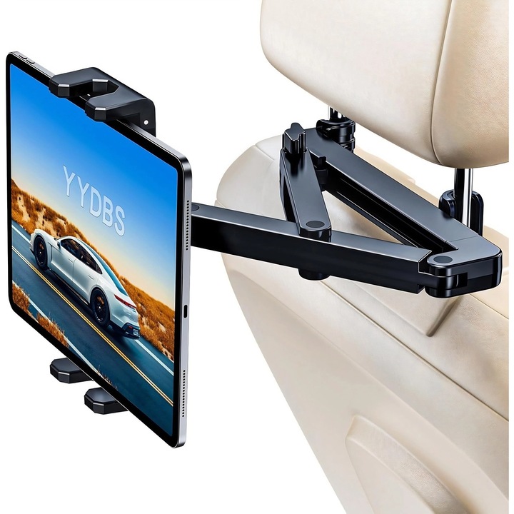 Suport pentru tableta tetiera auto Excitat@, Universal, Reglabil, Rotatie la 360°, Brat extensibil, Compatibil cu dispozitive de 4.7"-12.9", Negru