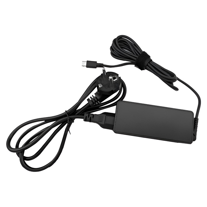 65W-os laptop töltő, C típusú, univerzális, 5V/9V/12V/15V – 3A / 20V – 3,25A, fekete
