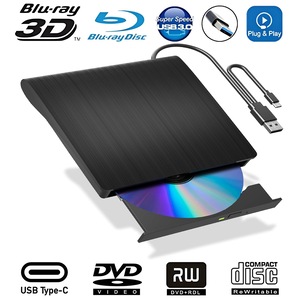 Unitate Optica Blu-ray Externa Staryon® Slim, Player & Recorder/Burner, USB 3.0 si USB-C, CD/DVD/Blu-ray RW, Viteza Mare, Compatibila Windows, Mac OS, Linux, Laptop/Desktop/Macbook, Negru