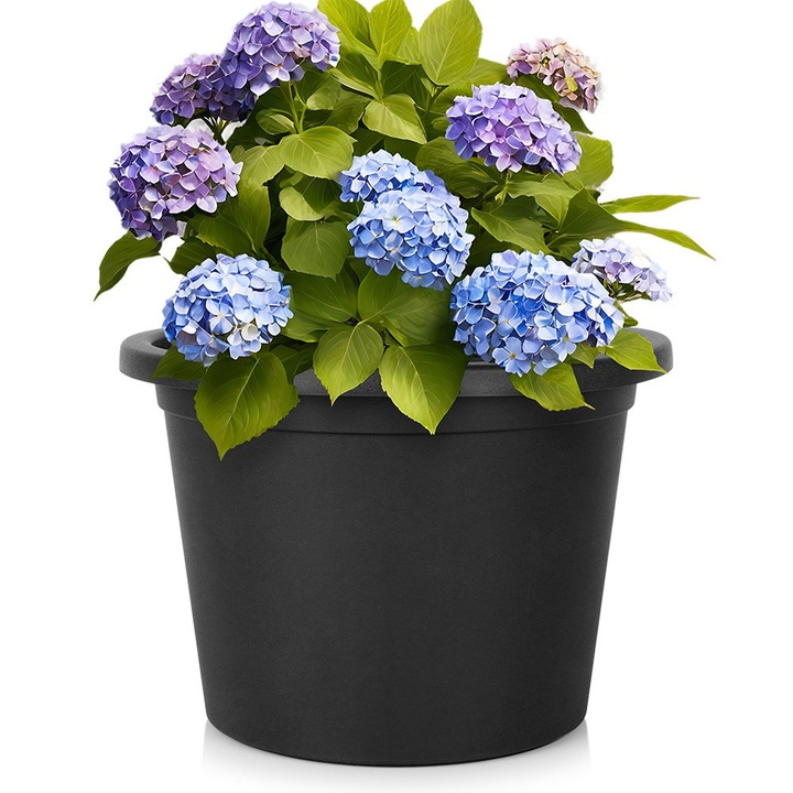 Ghiveci de gradina VILDE, rotund, 39x28cm, material reciclat, exterior, negru