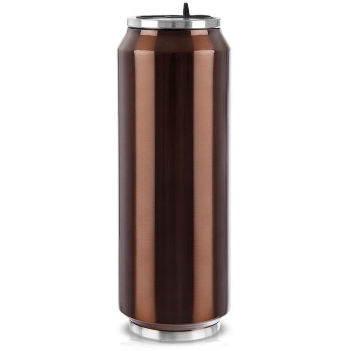 Термо чаша Orion, 700 мл, неръждаема стомана, меден цвят, комплект с резервна тръбичка