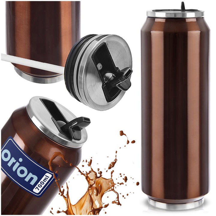 Термос комплект с капак, Orion, вместимост 700 мл, 7,5x21 см, изработен от неръждаема стомана, вакуумна изолация, плътно затваряне, меден