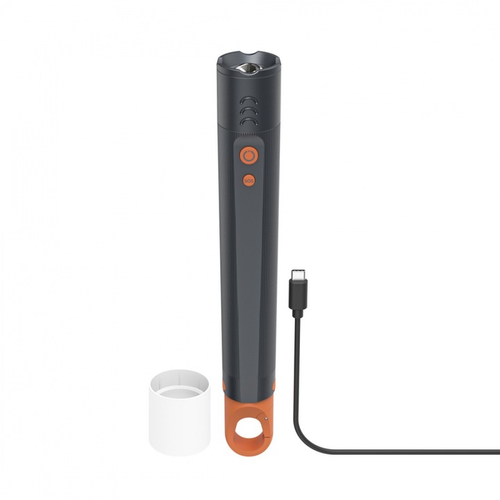 HAMA LED Фенер FLX1200-C, презареждащ се, удароустойчив, алуминиев, 4 режима + SOS