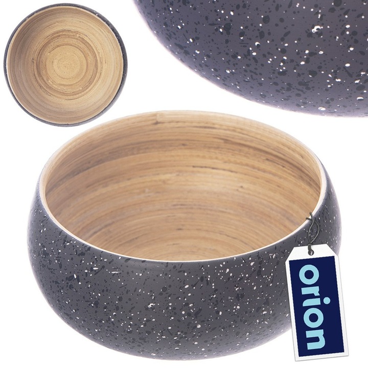 Bol Din Bambus, Orion, 550 ml, 13.5x5.5x13 cm, Bambus, Rezistent La Temperaturi De Pana La 40°C, Fabricat Manual, Culori Naturale, Materiale De Inalta Calitate, Negru/Bej