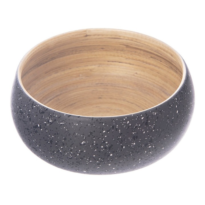 Bol din bambus, Artemis, 13,5x5,5cm, gri, 550ml