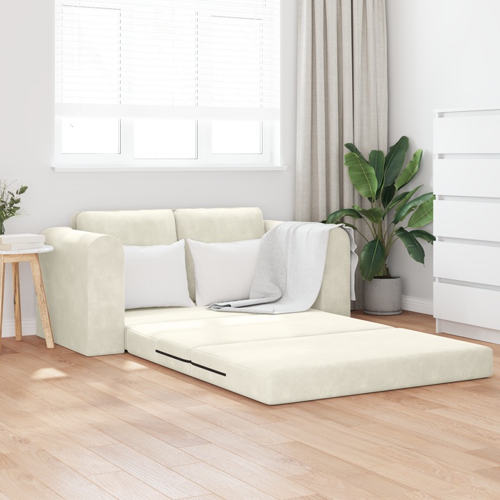 Canapea extensibila vidaXL 2 in 1 crem 148x71x83 cm