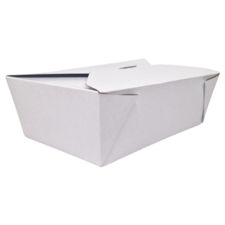 Set 75 cutii/meniu/caserole carton alb/gri duplex, fast-food, delivery, 1200cc, 190x120x62 mm