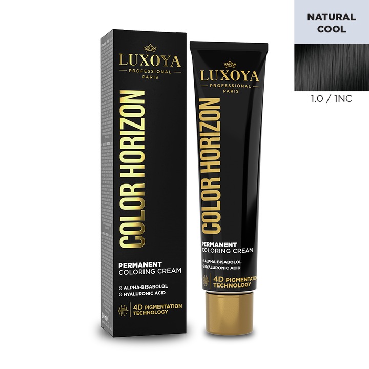 Vopsea de par profesionala cu amoniac LUXOYA Professional Paris COLOR HORIZON 1.0/1NC, 60ml