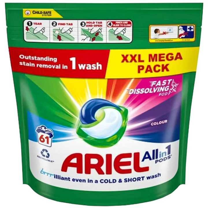 Ariel All-in-1 PODS folyékony mosókapszula Color XXL csomag (61db)