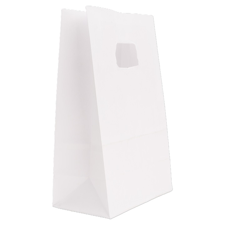 Set sacosa hartie 14 x 7 x 21, alb, 10 bucati