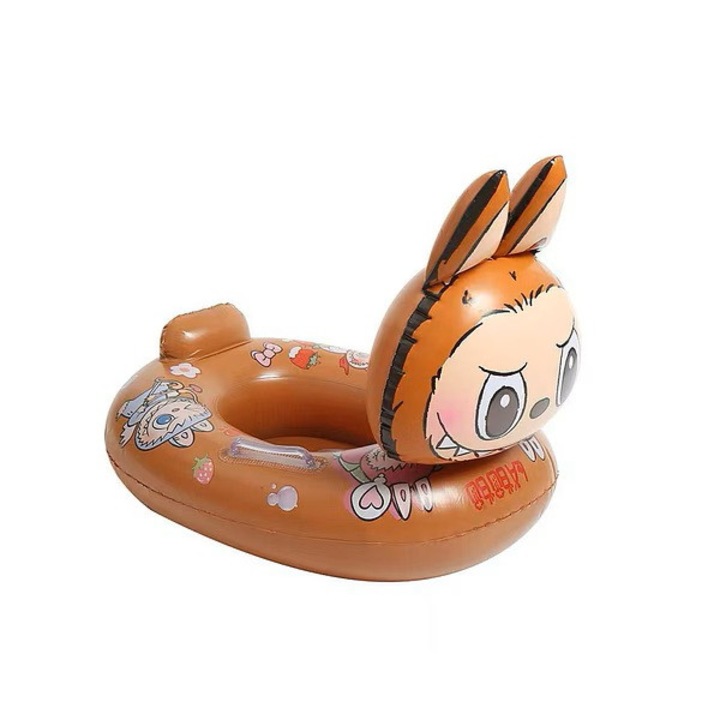 Надуваем пояс във формата на лодка, модел LaBubu, 2 дръжки за поддръжка, 72 см, поставка за крачета, кафяв цвят, минимална възраст 3+ години