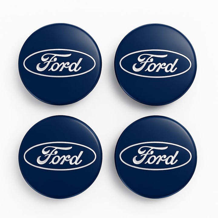 OEM 4 db Ford felni közép kupak, 60mm, Kék, Kompatibilis alufelnikkel, Eredeti megjelenés
