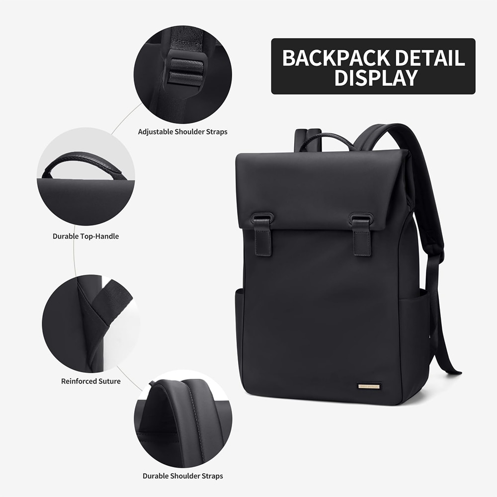 Rucsac pentru laptop Dollcini de mare capacitate pentru femei – impermeabil, elegant, cu buzunare multiple, pentru calatorii si serviciu, negru