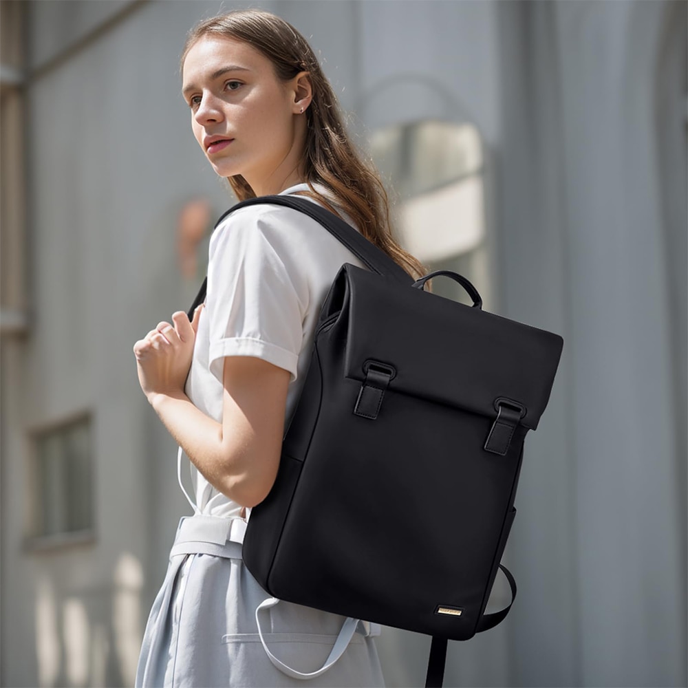 Rucsac pentru laptop Dollcini de mare capacitate pentru femei – impermeabil, elegant, cu buzunare multiple, pentru calatorii si serviciu, negru