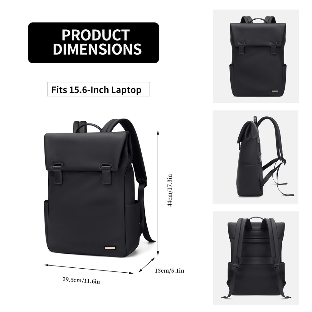 Rucsac pentru laptop Dollcini de mare capacitate pentru femei – impermeabil, elegant, cu buzunare multiple, pentru calatorii si serviciu, negru