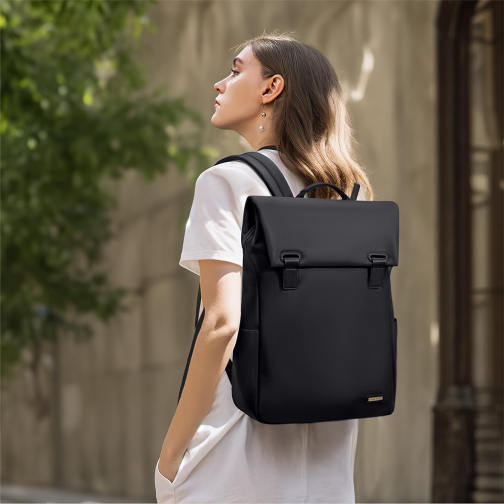 Rucsac pentru laptop Dollcini de mare capacitate pentru femei – impermeabil, elegant, cu buzunare multiple, pentru calatorii si serviciu, negru