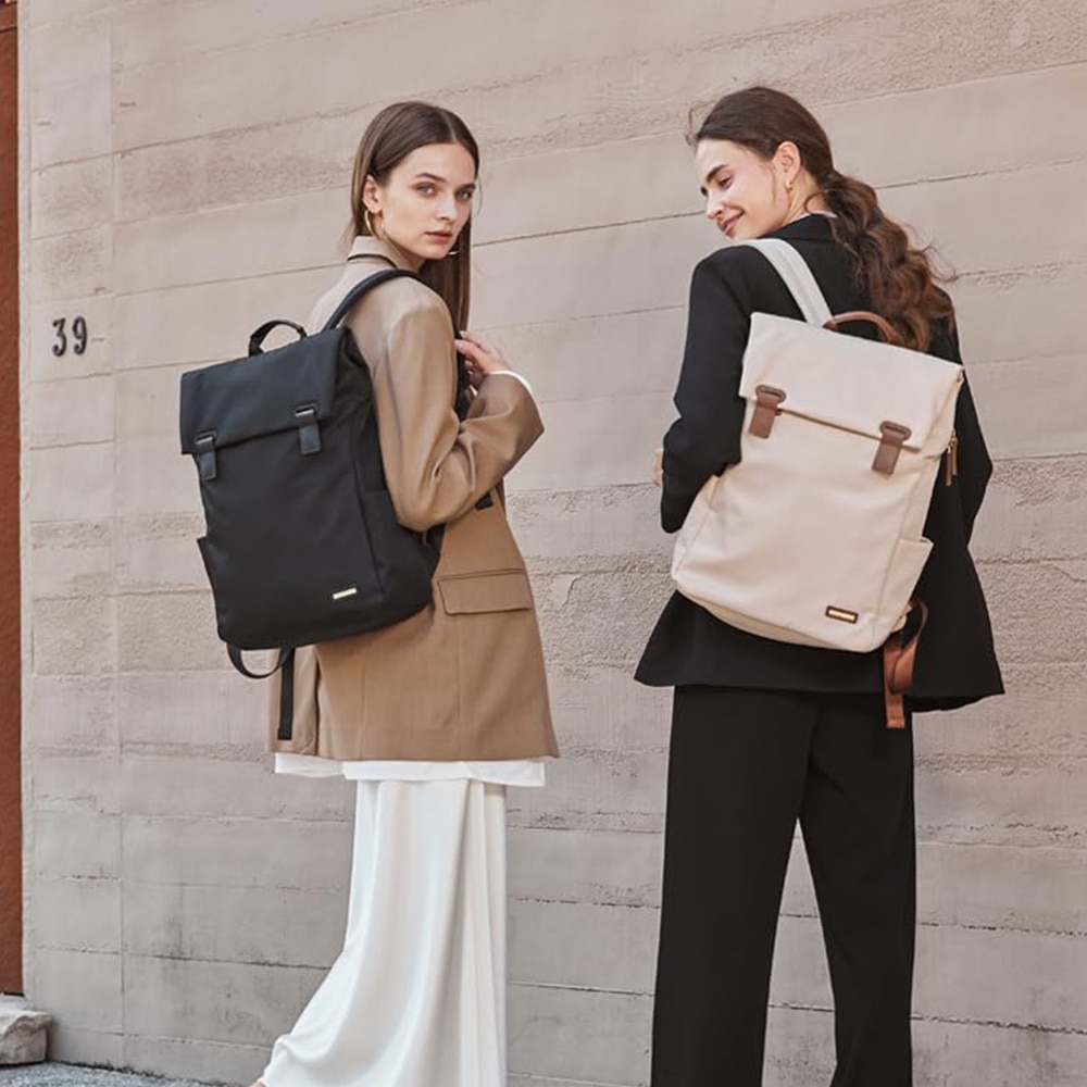 Rucsac pentru laptop Dollcini de mare capacitate pentru femei – impermeabil, elegant, cu buzunare multiple, pentru calatorii si serviciu, negru