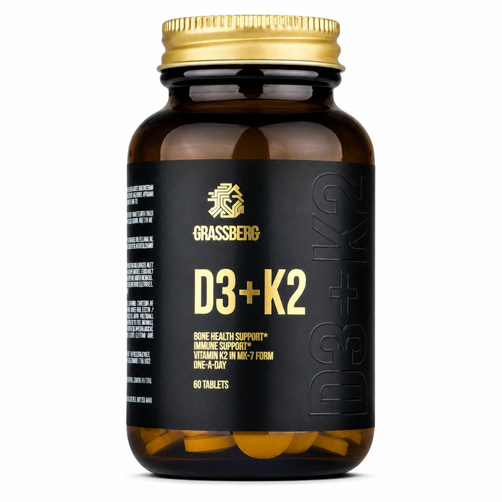 Supliment alimentar, Grassberg, Vitamina D3 + K2 - 60 de comprimate de Vitamina D3 + K2